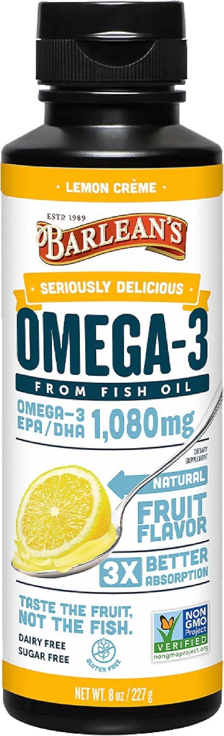 Barlean's Omega 3 Fish Oil Liquid Supplement - Non-GMO, Lemon Crème, 16 oz